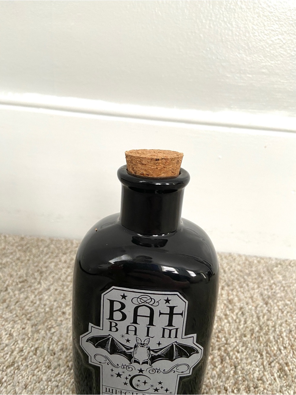 Halloween Apothecary Jar Black Ceramic Bat Balm Potion Bottle Eerie Charm - Picture 8 of 11